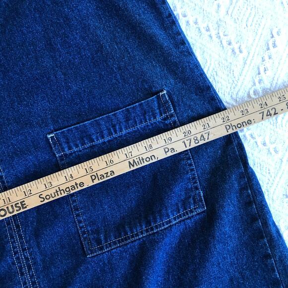 Vintage Original TY Wear Denim Midi Dress M Pocket 90s Revival Minimalist Fall - Picture 8 of 9